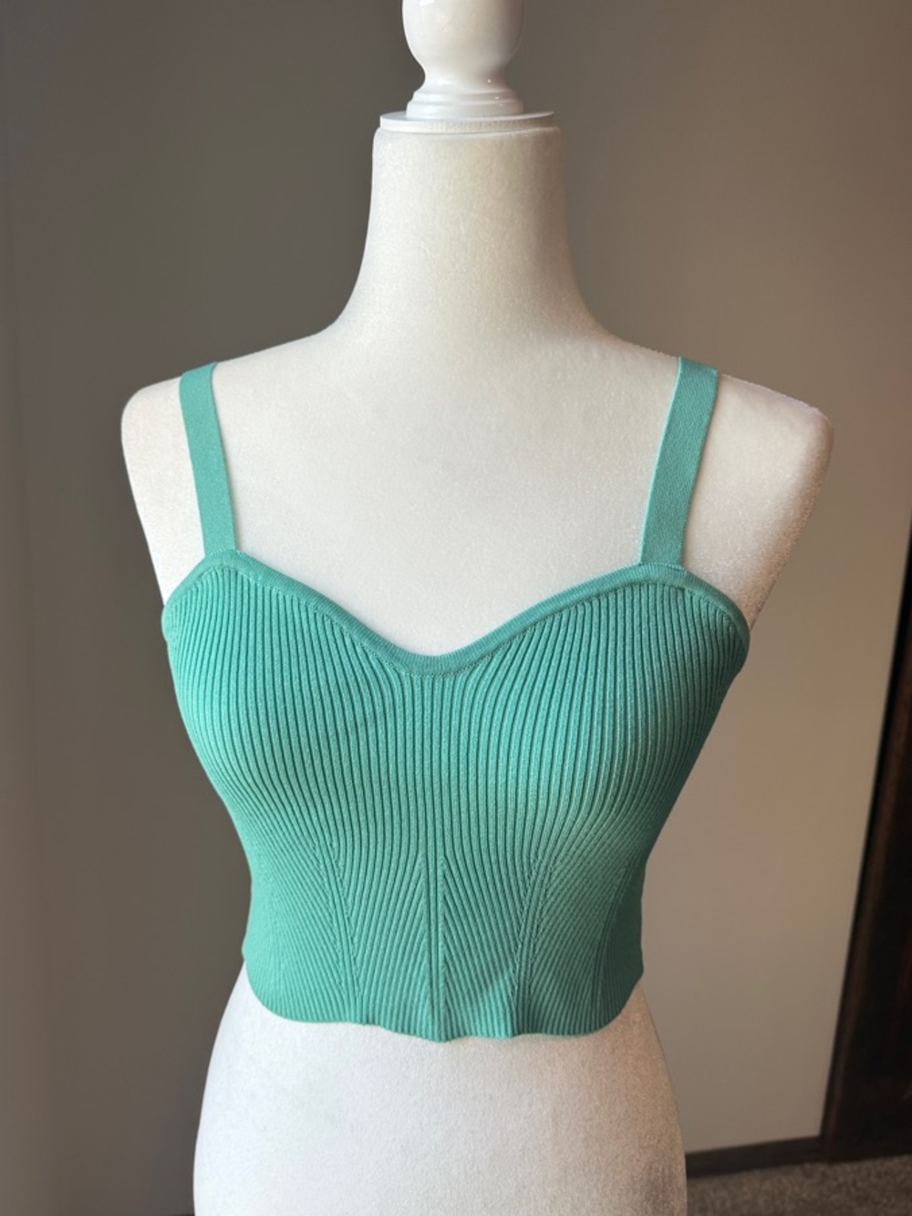 Altar'd State Ribbed Sweetheart Crop Top in Mint Green Medium